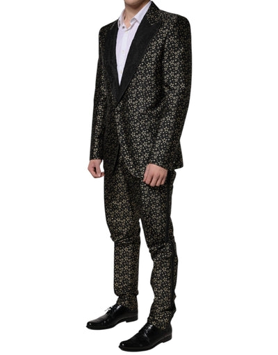 Dolce & Gabbana Schwarzer Sterne Jacquard SICILIA 2 Stück Anzug