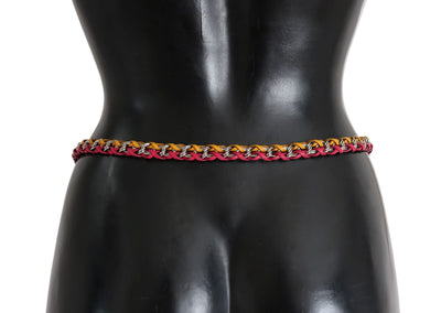 Dolce & Gabbana Rot Gelb Leder Kristall Gürtel