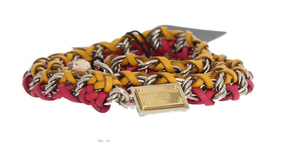 Dolce & Gabbana Rot Gelb Leder Kristall Gürtel
