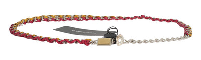 Dolce & Gabbana Rot Gelb Leder Kristall Gürtel