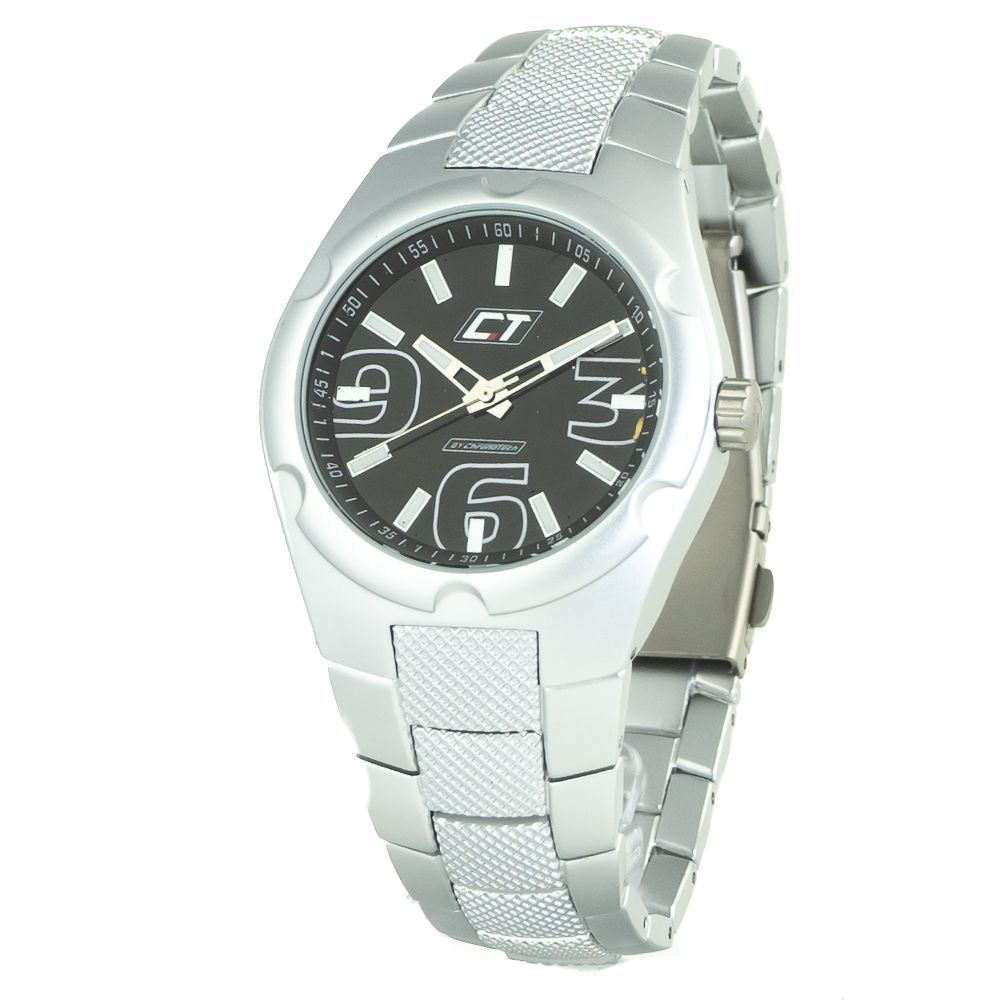 Chronotech Silberne Uhr aus Edelstahl