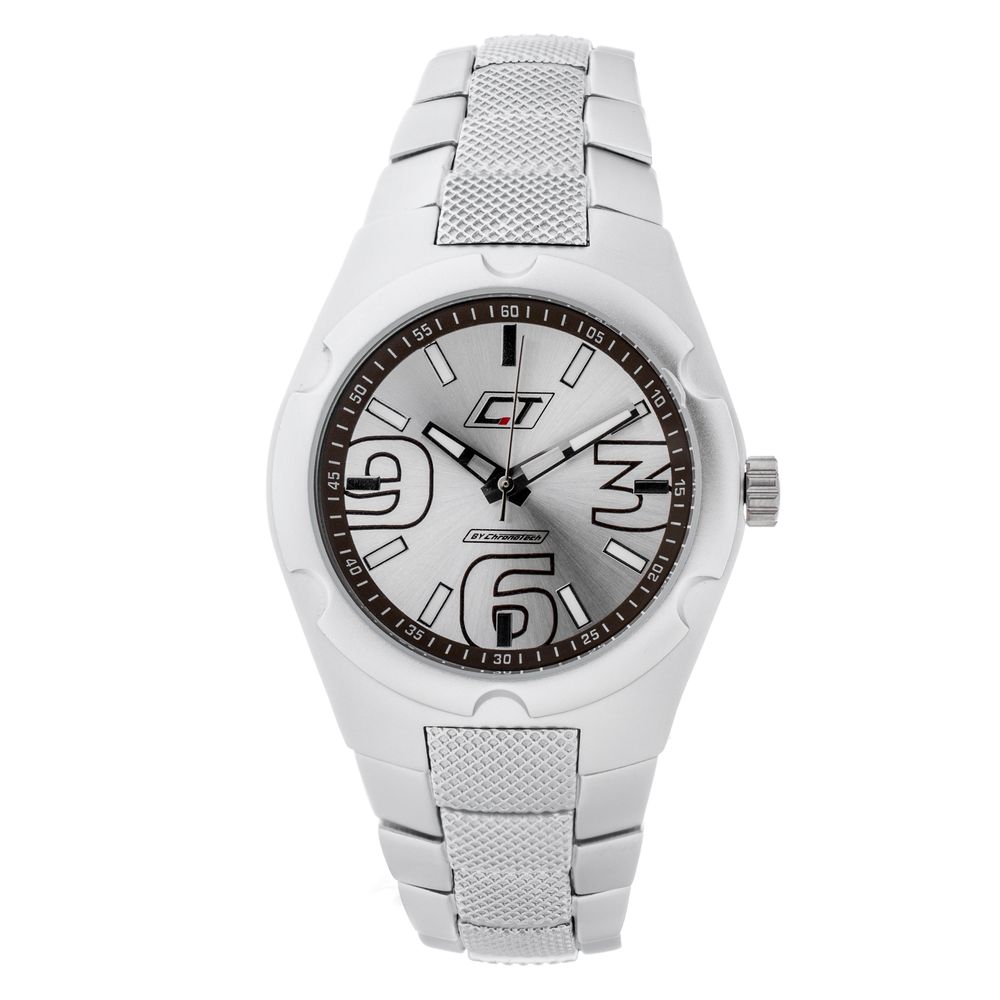 Chronotech Silberne Uhr aus Edelstahl
