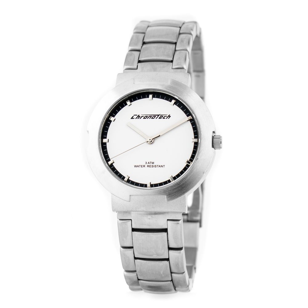 Chronotech Silberne Uhr aus Edelstahl