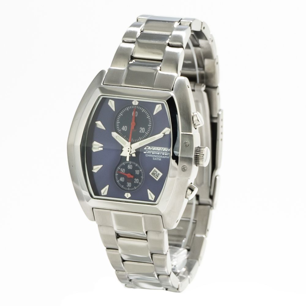 Chronotech Silberne Uhr aus Edelstahl