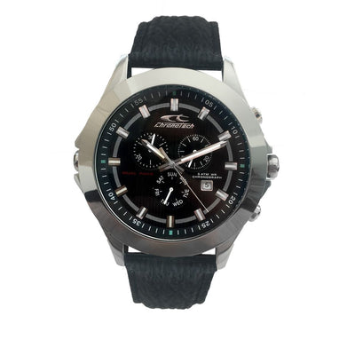 Chronotech Schwarze Lederuhr