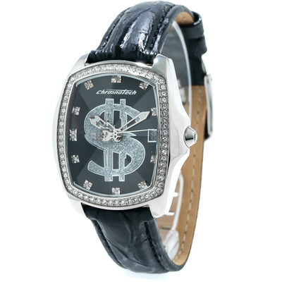Chronotech Schwarze Lederuhr