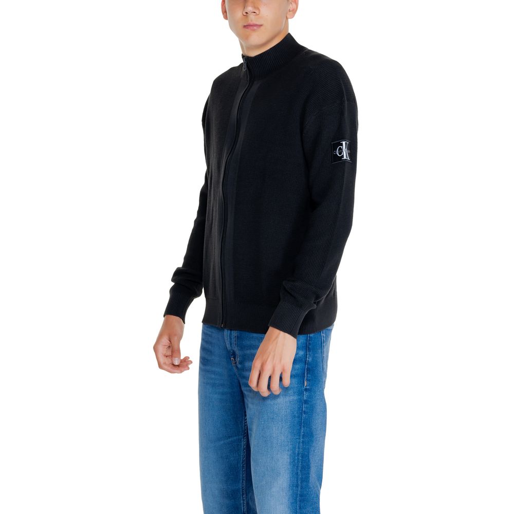 Calvin Klein Jeans Schwarze Strickjacke aus recycelter Baumwolle