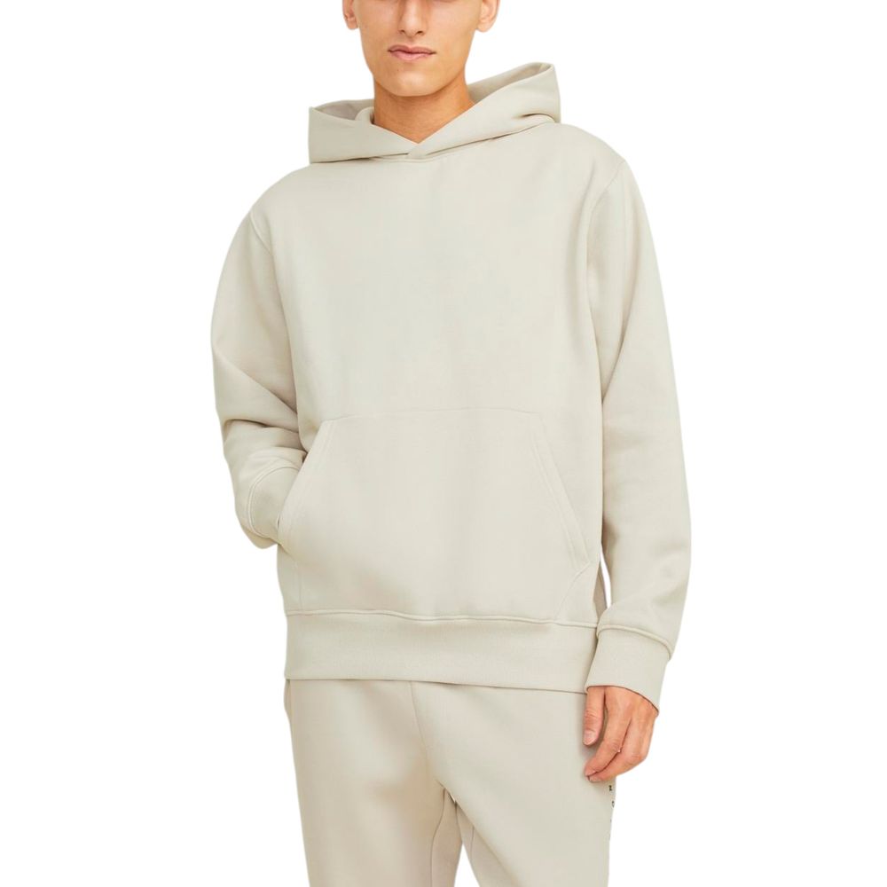 Jack Jones Beigefarbener Baumwoll-Kapuzenpulli