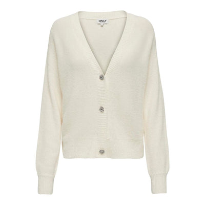 Only Cremefarbene Nylon-Strickjacke