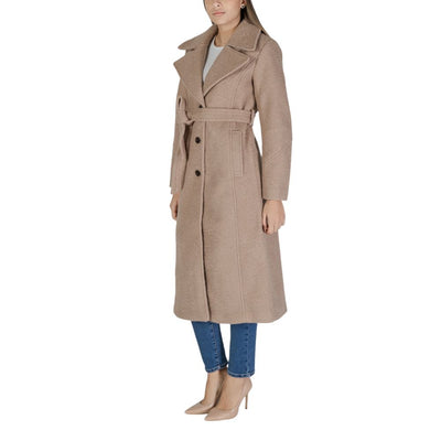 Vila Clothes Beigefarbener Polyester-Mantel