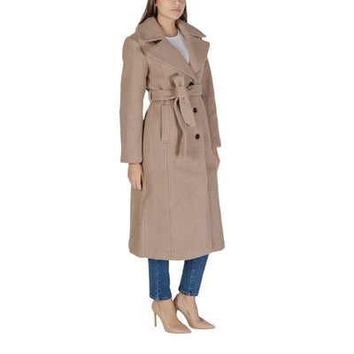 Vila Clothes Beigefarbener Polyester-Mantel
