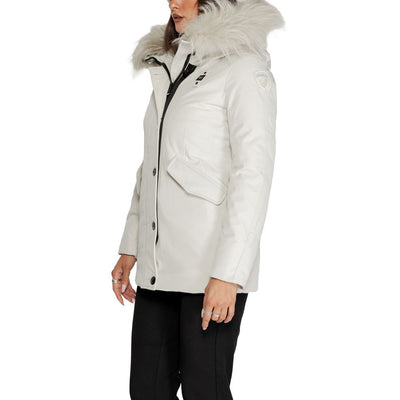 Blauer Weißer Polyester-Parka