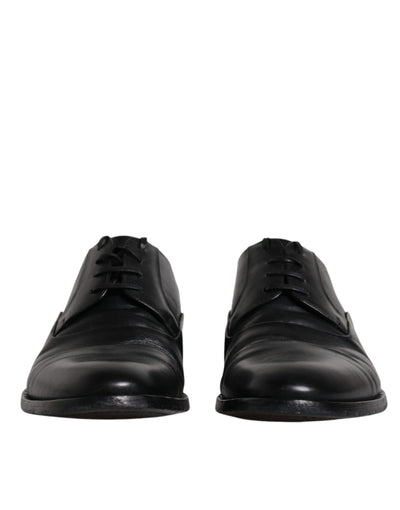 Dolce & Gabbana Schwarze Leder Schnürschuhe Männer Derby Formelle Schuhe