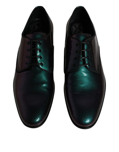 Dolce & Gabbana Peacock Lackleder Derby Männer Kleid Schuhe