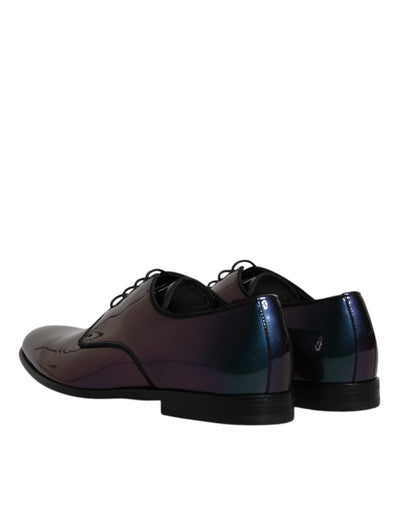 Dolce & Gabbana Peacock Lackleder Derby Männer Kleid Schuhe