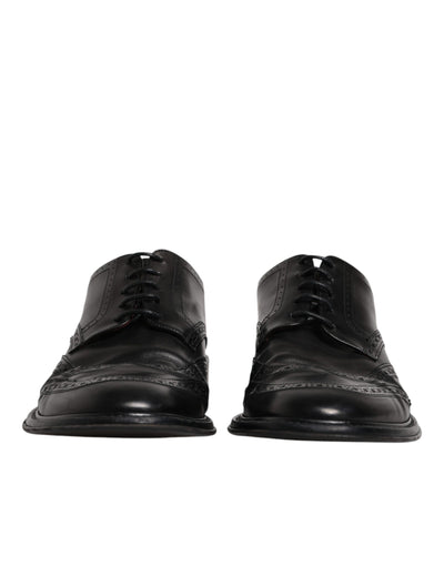 Dolce & Gabbana Schwarzes Leder Derby Wingtip Formelle Schuhe