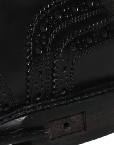 Dolce & Gabbana Schwarzes Leder Derby Wingtip Formelle Schuhe
