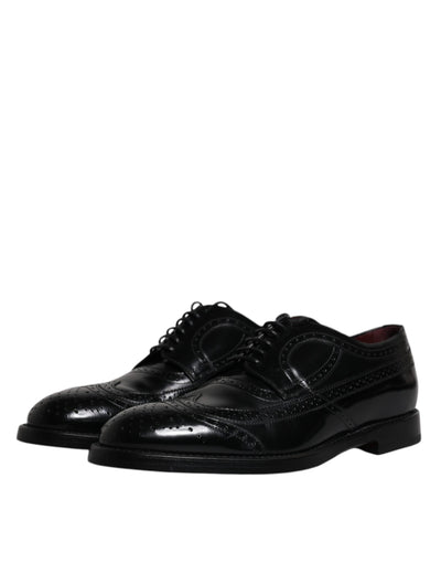 Dolce & Gabbana Schwarze Leder Derby Wingtip Formelle Schuhe