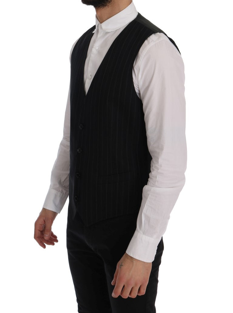 Dolce & Gabbana Schwarze STAFF Baumwollweste mit Streifen