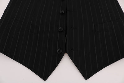 Dolce & Gabbana Schwarze STAFF Baumwollweste mit Streifen