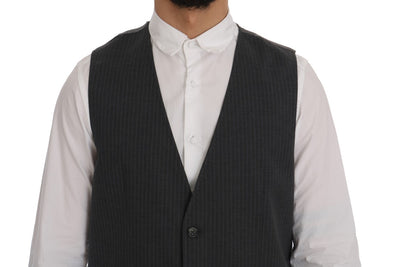 Dolce & Gabbana Graue STAFF Baumwollweste mit Streifen