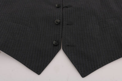Dolce & Gabbana Graue STAFF Baumwollweste mit Streifen