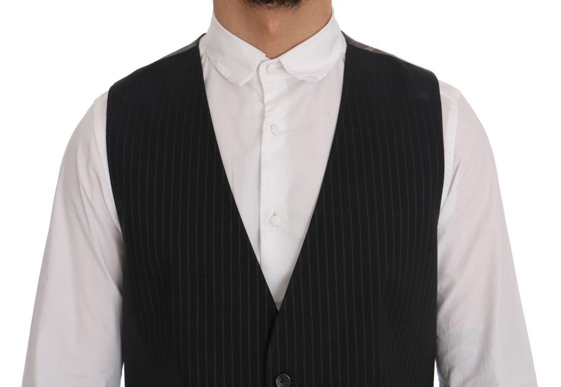 Dolce & Gabbana Graue STAFF Baumwollweste mit Streifen