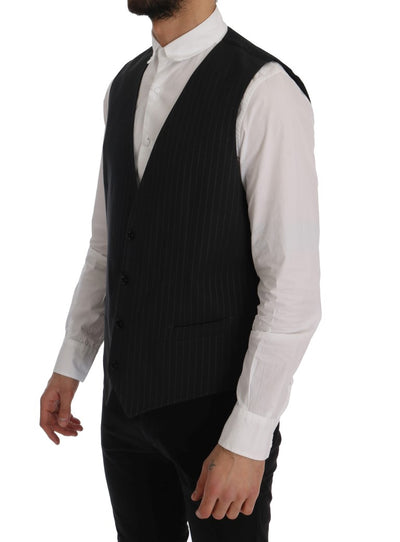 Dolce & Gabbana Graue STAFF Baumwollweste mit Streifen