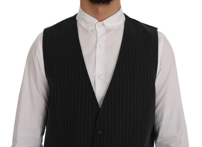 Dolce & Gabbana Graue STAFF Baumwollweste mit Streifen