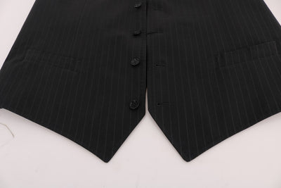 Dolce & Gabbana Graue STAFF Baumwollweste mit Streifen