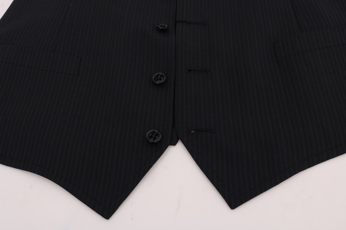 Dolce & Gabbana Schwarze STAFF Weste aus gestreifter Wolle
