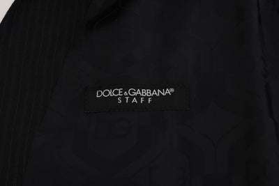 Dolce & Gabbana Schwarze STAFF Weste aus gestreifter Wolle