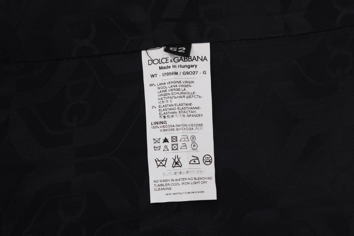 Dolce & Gabbana Schwarze STAFF Weste aus gestreifter Wolle