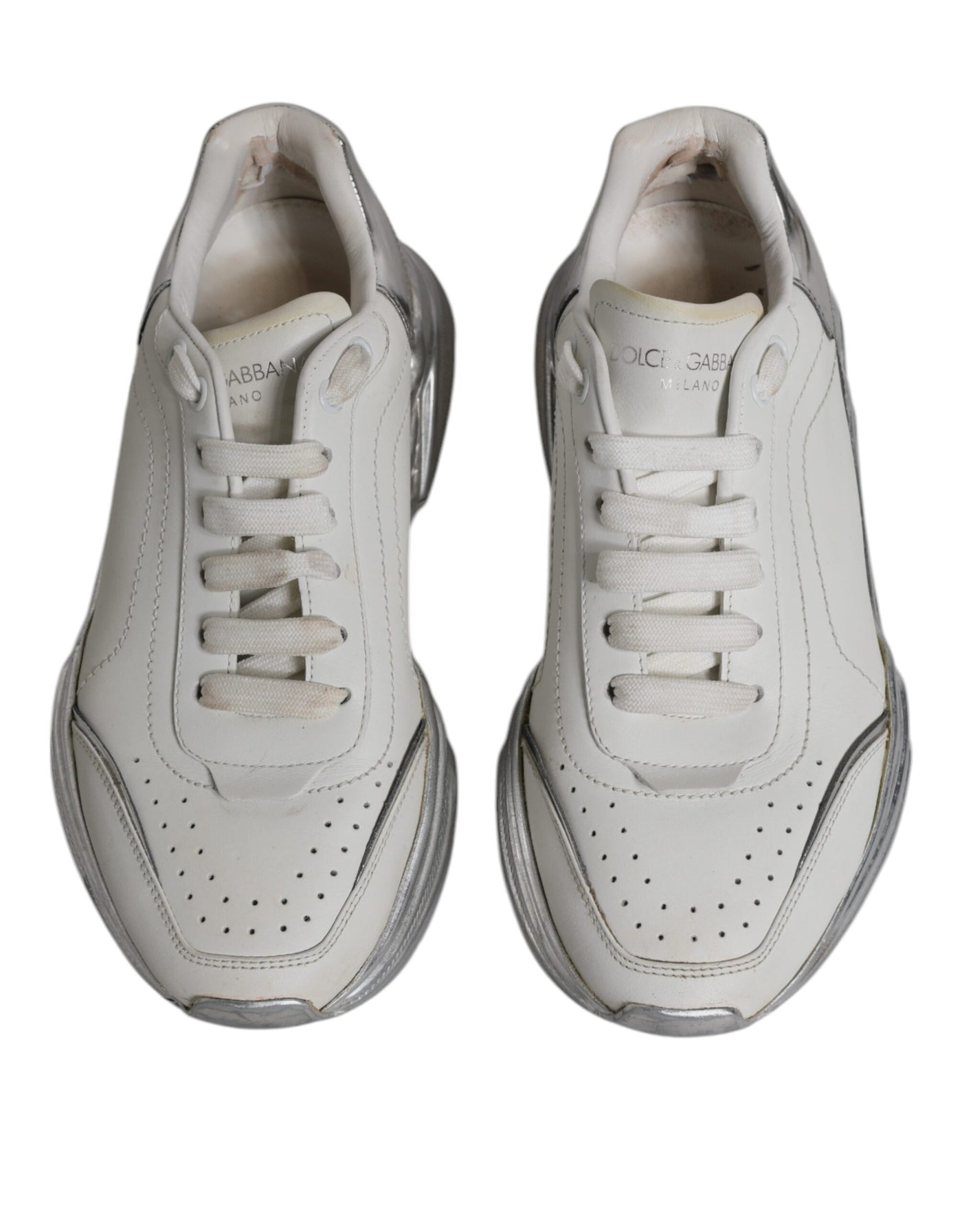 Dolce & Gabbana Weiß Silber Daymaster Low Top Turnschuhe Schuhe