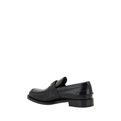 Prada Schwarzes Leder Logo Loafers
