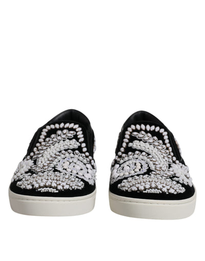 Dolce & Gabbana Schwarz verschönert London Männer Slip On Schuhe