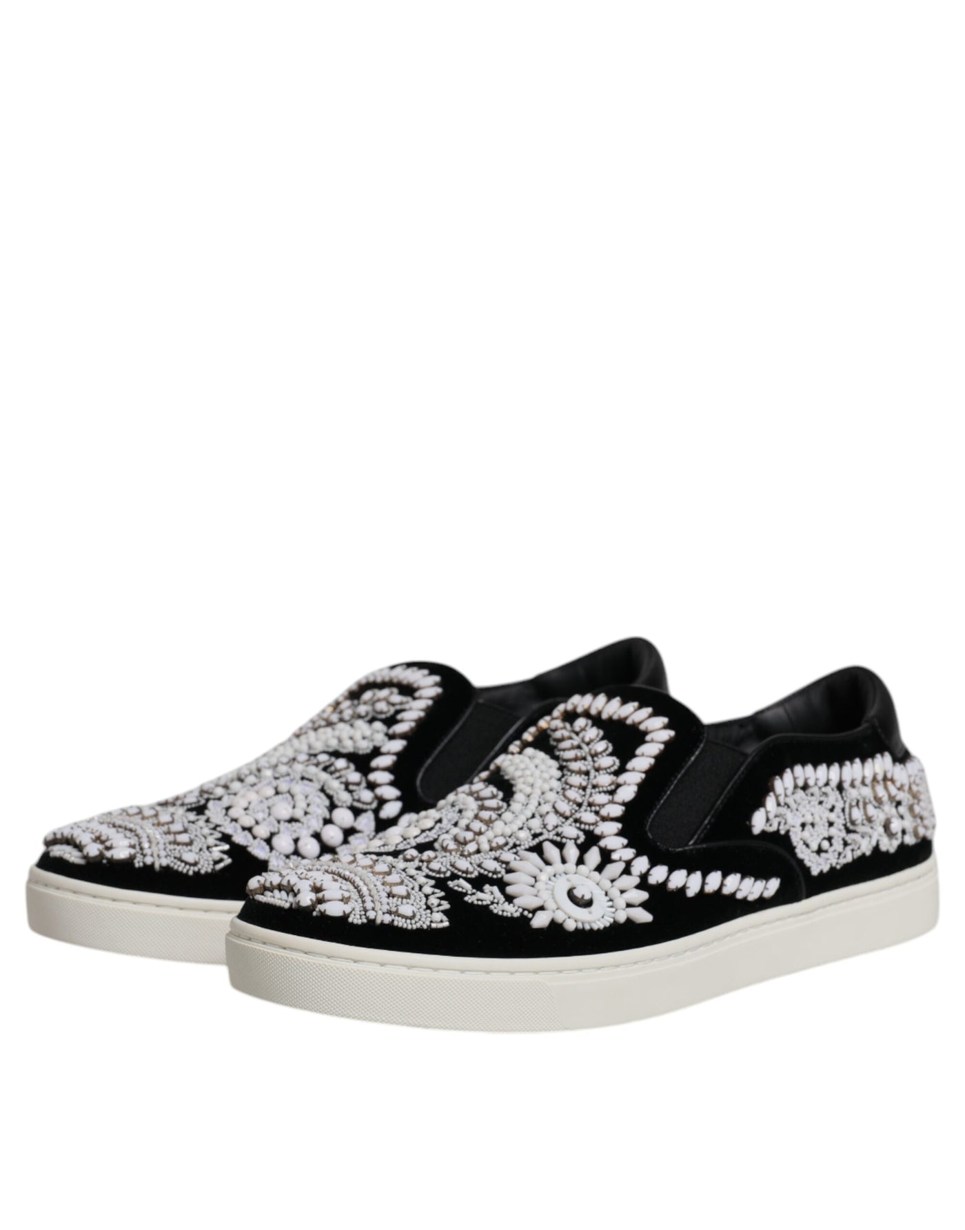 Dolce & Gabbana Schwarz verschönert London Männer Slip On Schuhe