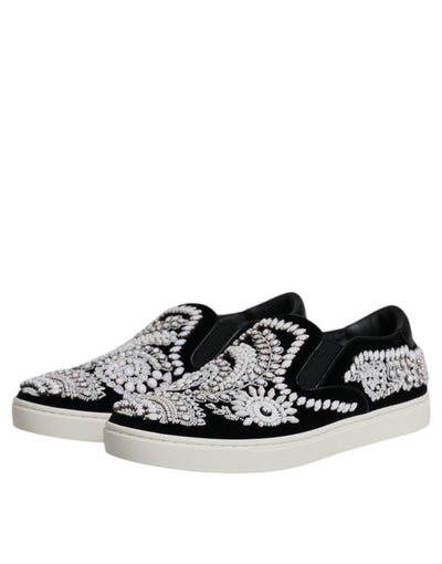 Dolce & Gabbana Schwarz verschönert London Männer Slip On Schuhe