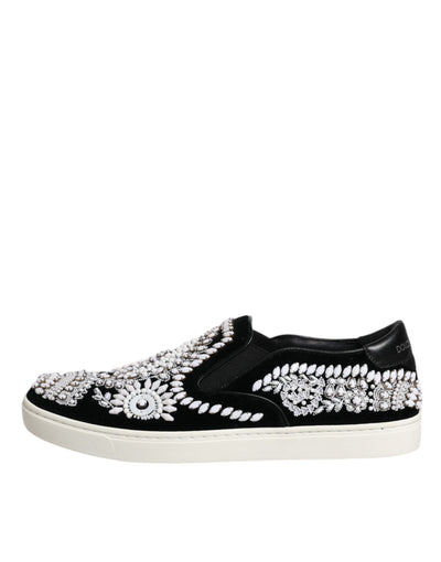 Dolce & Gabbana Schwarz verschönert London Männer Slip On Schuhe