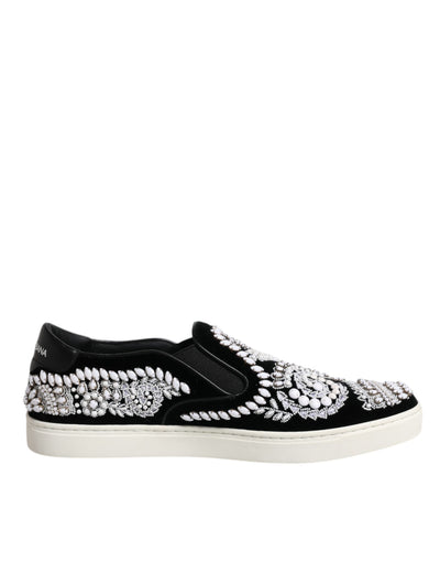 Dolce & Gabbana Schwarz verschönert London Männer Slip On Schuhe