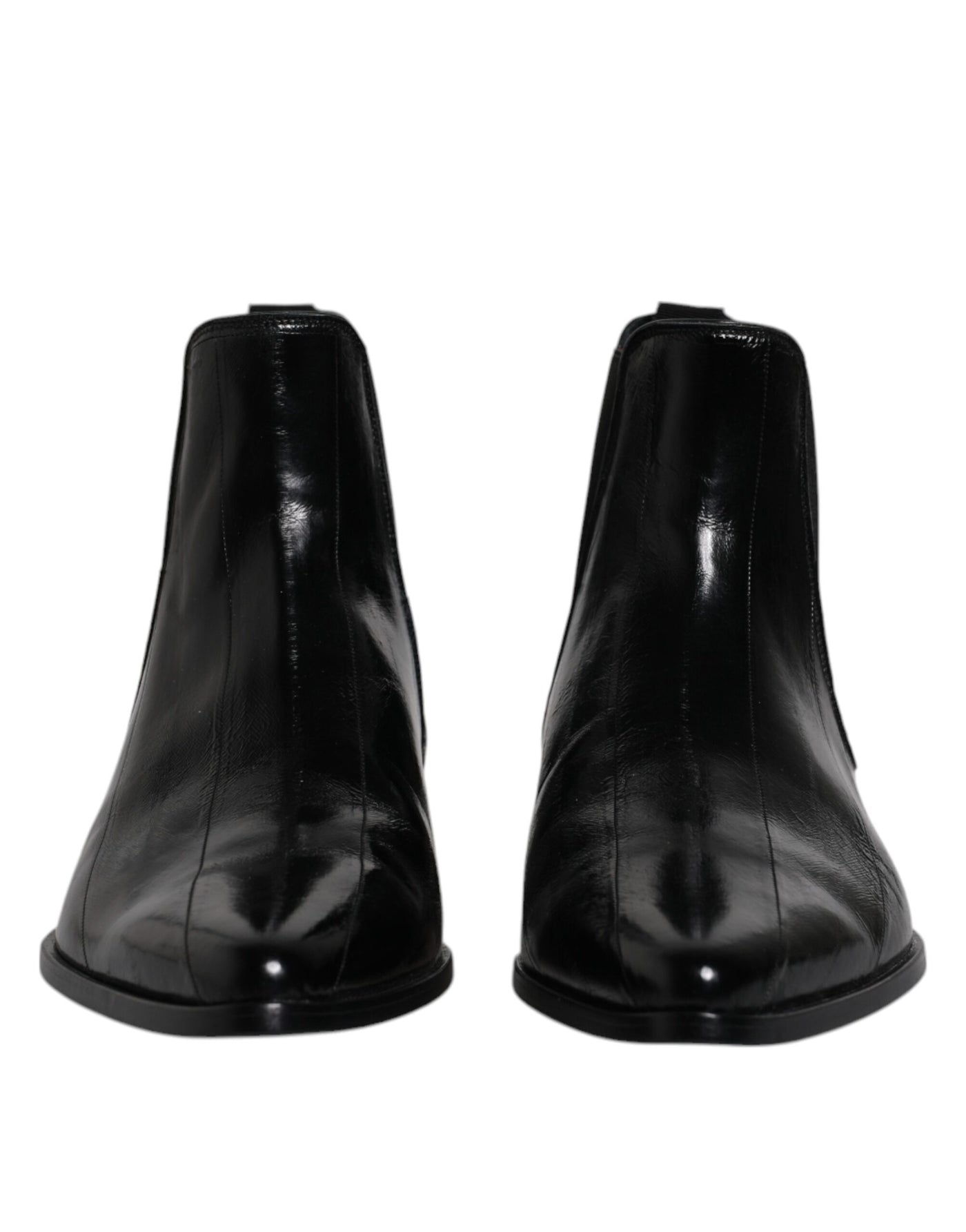 Dolce & Gabbana Schwarzes Leder Chelsea Herrenstiefel Schuhe