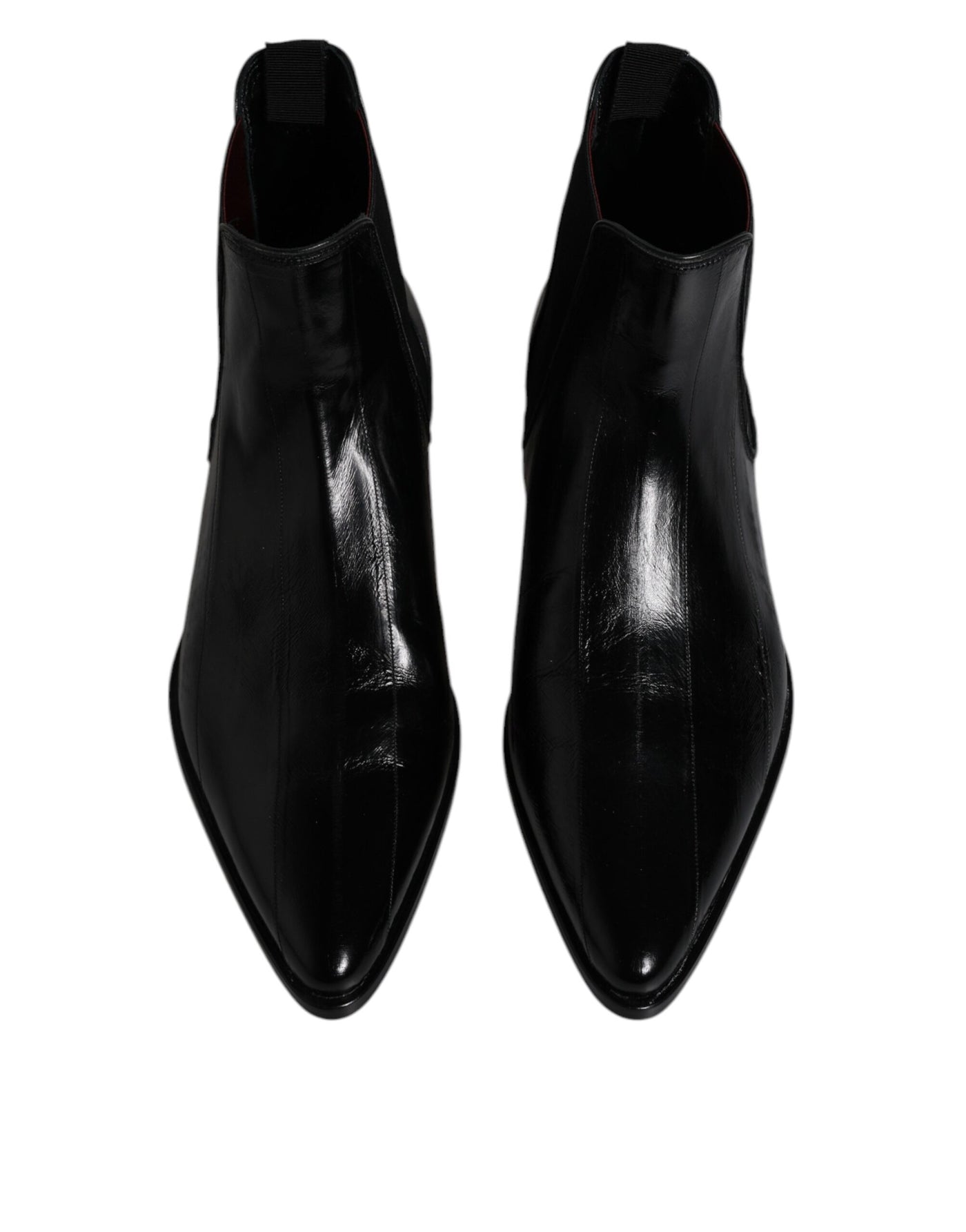 Dolce & Gabbana Schwarzes Leder Chelsea Herrenstiefel Schuhe
