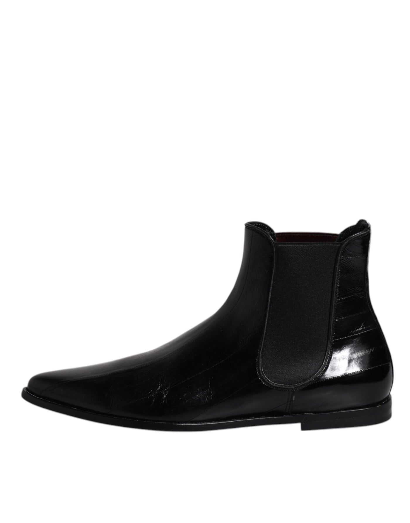 Dolce & Gabbana Schwarzes Leder Chelsea Herrenstiefel Schuhe