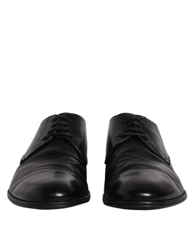 Dolce & Gabbana Schwarzes Lackleder Derby Herren Anzugschuhe