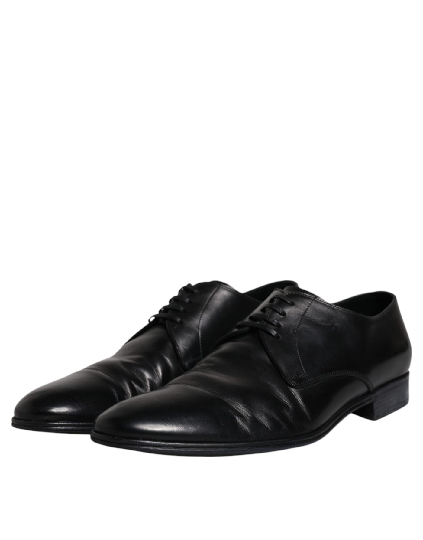 Dolce & Gabbana Schwarzes Lackleder Derby Herren Anzugschuhe