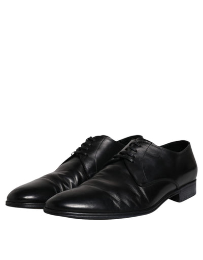 Dolce & Gabbana Schwarzes Lackleder Derby Herren Anzugschuhe