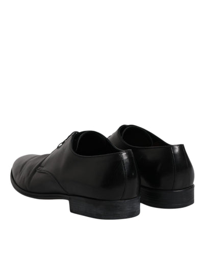 Dolce & Gabbana Schwarzes Lackleder Derby Herren Anzugschuhe