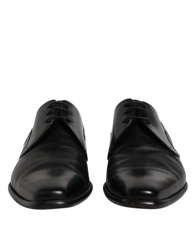 Dolce & Gabbana Schwarzes Leder Derby Männer Formelle Anzugschuhe