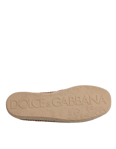 Dolce & Gabbana Kastanienbraune gewebte Leder Herren Espadrille Schuhe