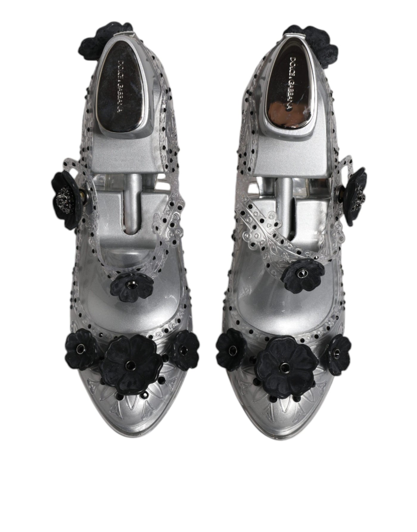 Dolce & Gabbana Klar Floral Kristall CINDERELLA Heels Schuhe